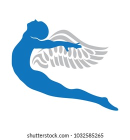 Icarus, man with wings. logo