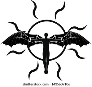 Icarus And The Sun Vector Mechanical Wings