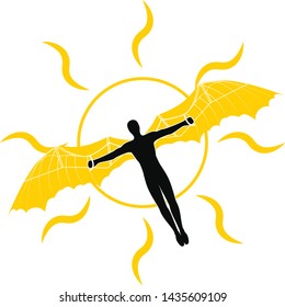 Icarus And The Sun Vector Mechanical Wings