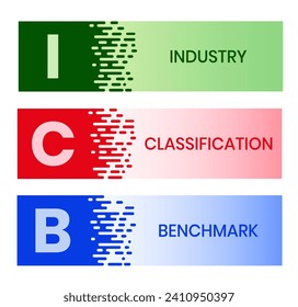 ICB - Industry Classification Benchmark acronym. business concept background. vector illustration concept with keywords and icons. lettering illustration with icons for web banner, flyer