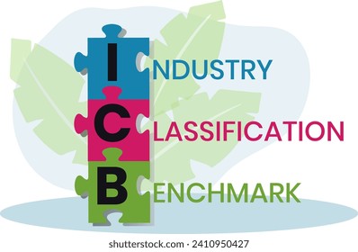 ICB - Industry Classification Benchmark acronym. business concept background. vector illustration concept with keywords and icons. lettering illustration with icons for web banner, flyer