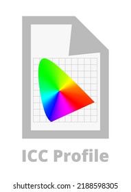 Icc Color Profile Vector Icon Isolated On White. Symbol Of Profile That Characterizes Color Input Or Output Device Color Space And Mapping The Source Or Target Color Space To Profile Connection Space