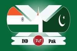 ICC Men's Cricket TWENTY 20 World Cup 2024 Match Between PAK VS INDIA  With  Flag , Wickets, Ball , Stump And Icons Vector Illustration