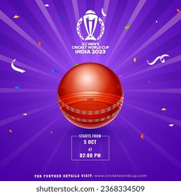 ICC Men's Cricket World Cup India 2023 Poster Design in Purple Color.