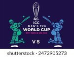 ICC Mens T20 World Cup 2024 Pakistan - VS - India Illustrator Design With trophy , crickey match icon , 