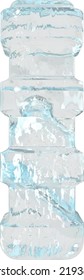 Ice 3d symbol with thick horizontal straps. letter l