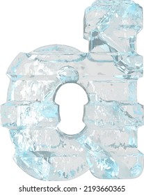 Ice 3d symbol with thick horizontal straps. letter d