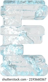 Ice símbolo 3d con correas horizontales gruesas. letra e