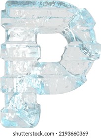 Ice símbolo 3d con correas horizontales gruesas. letra p