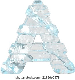 Ice 3d symbol with thick horizontal straps. letter a