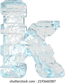 Ice 3d symbol with thick horizontal straps. letter k