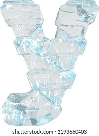 Ice 3d symbol with thick horizontal straps. letter y