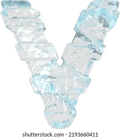 Ice símbolo 3d con correas horizontales gruesas. letra v