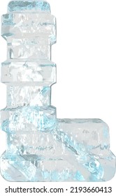 Ice símbolo 3d con correas horizontales gruesas. letra l