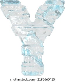 Ice 3d symbol with thick horizontal straps. letter y