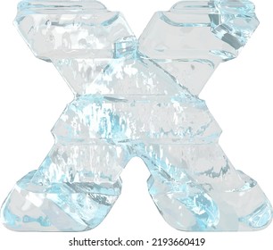 Ice símbolo 3d con correas horizontales gruesas. letra x