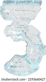 Ice símbolo 3d con correas horizontales gruesas. número 3