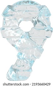 Ice 3d symbol with thick horizontal straps. number 9