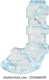 Eis 3D Symbol mit dicken horizontalen Gurten. Buchstabe j