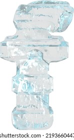 Ice 3d symbol with thick horizontal straps. letter f