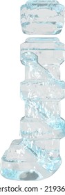Ice 3d symbol with thick horizontal straps. letter j