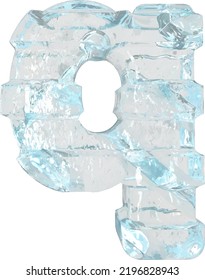 Ice símbolo 3d con correas horizontales gruesas. letra q