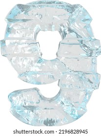 Ice símbolo 3d con correas horizontales gruesas. número 9