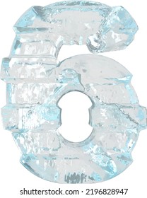 Eis 3D Symbol mit dicken horizontalen Gurten. Nummer 6