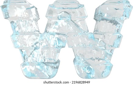 Eis 3D Symbol mit dicken horizontalen Gurten. Buchstabe w