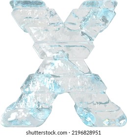 Ice 3d symbol with thick horizontal straps. letter x