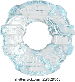 Ice 3d symbol with thick horizontal straps. letter o