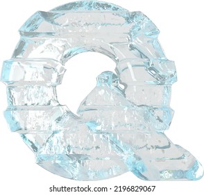 Ice 3d symbol with thick horizontal straps. letter q