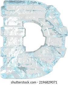Ice 3d symbol with thick horizontal straps. letter d