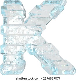 Eis 3D Symbol mit dicken horizontalen Gurten. Buchstabe k
