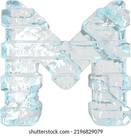 Ice símbolo 3d con correas horizontales gruesas. letra m