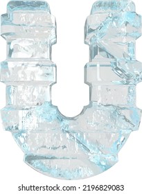 Ice símbolo 3d con correas horizontales gruesas. carta u