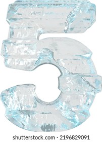 Ice 3d symbol with thick horizontal straps. number 5