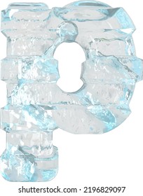 Ice símbolo 3d con correas horizontales gruesas. letra p