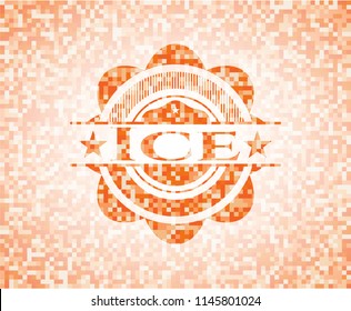 Ice abstract orange mosaic emblem