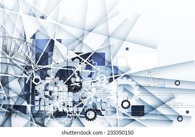 Ice abstract technology background with gear lines texture of the frosty surface