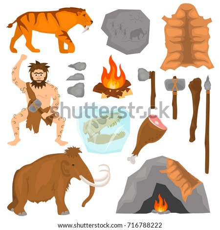Ice age color flat icons set
