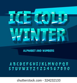 Ice Alphabet And Numbers, Vector Illustration.