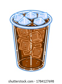 Ice Americano coffee. Colored vector  illustration.