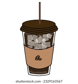 Ice americano coffee illustration element
