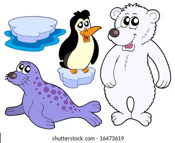 Ice animals collection - vector illustration.