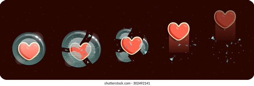 ice animation heart for game