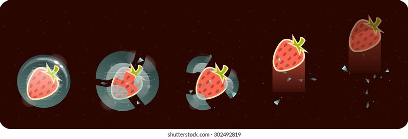 ice animation strawberry for game