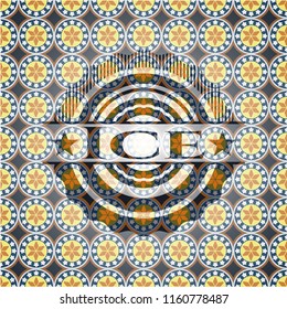 Ice arabesque style badge. arabic decoration.