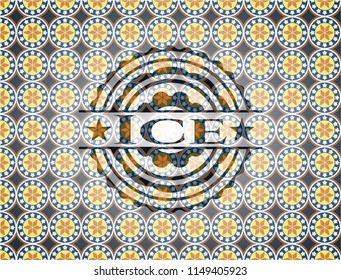 Ice arabic badge background. Arabesque decoration.