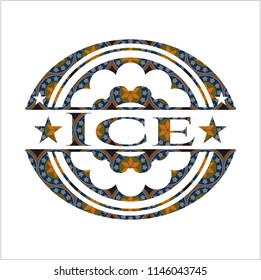 Ice arabic emblem background. Arabesque decoration.
